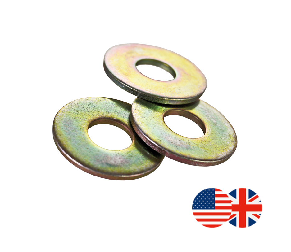 Rondelle Piatte 7/8" USS Zinco Giallo Grado 8 – Acciaio Temprato – Confezione